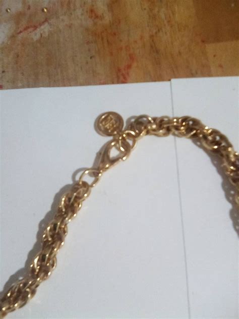 Vintage Givenchy Bar Pin Signed Gold Tone Chain Link 